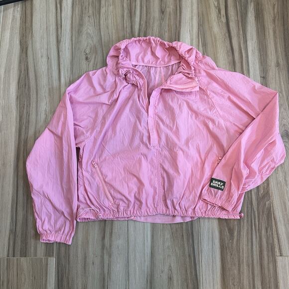 Daily Drills Nylon Lightweight Zip Jacket M/L Pink Casual Athleisure Outerwear - Picture 1 of 8